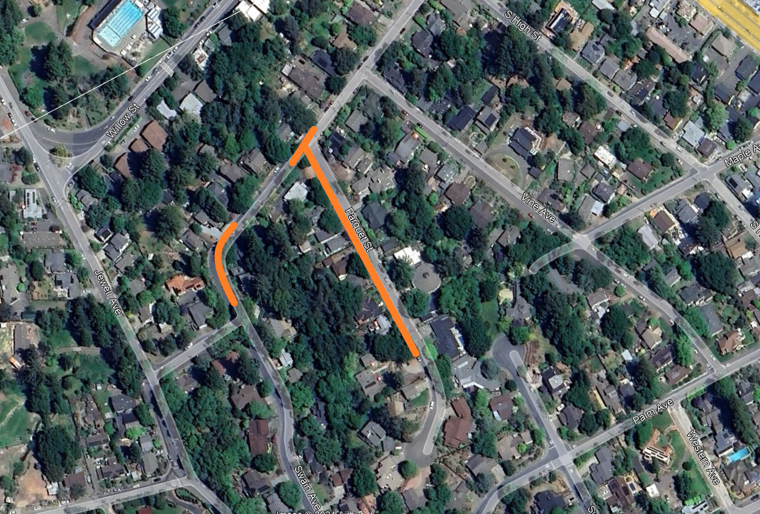 Roadwork on Parquet St. April 8 to 12